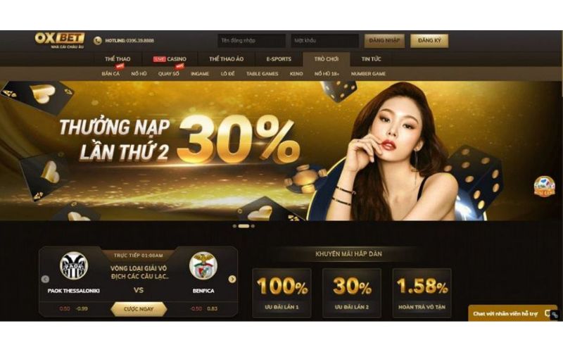 Khuyến mãi Oxbet thưởng 30% cho lần nạp kế tiếp
