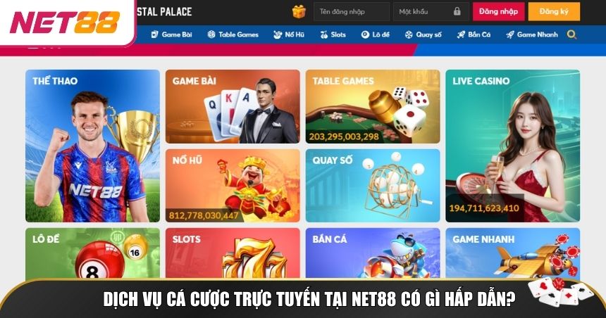 Dịch vụ cá cược trực tuyến tại NET88 đa dạng 
