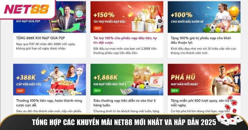 Các NET88 khuyến mãi mới nhất trong năm 2025
